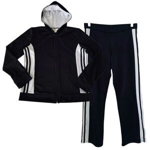 VTG Passports Tracksuit Sport Jacket Pants Women S Black Stripe Zip Athletic USA